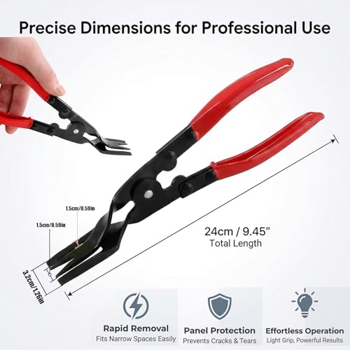 Automotive Panel Clip Pliers - Car Panel Upholstery Trim Clip Removal Tool Plier, Interior Clip Fastener Rivet Push Pin Panel Pliers, Repair Tool for Car Vehicle Dashboard Clip Remover Plier - color: Red