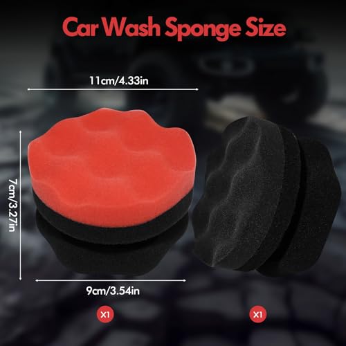 2 Pack Large Tire Hex Tire Shine Applicator Pads (Red+Black) | Durable and Reusable Grip Applicator, For Tire Polishing Car Cleaning - color: Red+Black