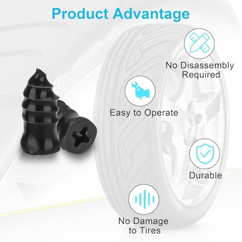 Linkstyle 60PCS Tire Plug Kit, Flat Tire Repair Rubber Nails Kit for Car Truck ATV Tyre Puncture Repair - size: 30 Small and 30 Large Tire Plug Screws