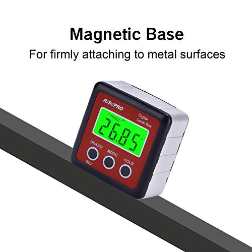 Digital Level Box Angle Gauge Protractor Inclinometer Bevel Box with Magnet Base & Large LCD Backlight, Calculating for Carpentry, Building, Masonry, Automobile - color: Red