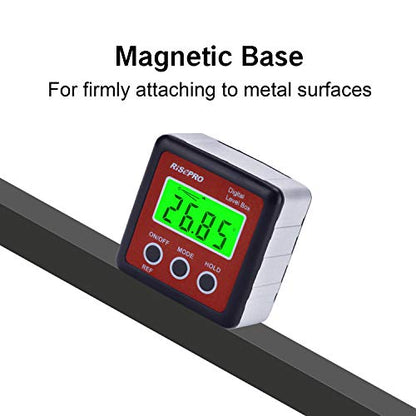 Digital Level Box Angle Gauge Protractor Inclinometer Bevel Box with Magnet Base & Large LCD Backlight, Calculating for Carpentry, Building, Masonry, Automobile - color: Red