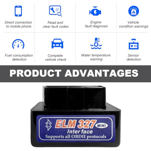 KVAEY 2 PCS OBDII Car Auto Diagnostic Scanner, ELM327 Automotive Bluetooth Scan Tool and Code Reader, Professional Car Bluetooth Engine Fault Code Reader, Universal Car Accessories (Black & Blue) - color: Black & Blue, size: 2 PCS