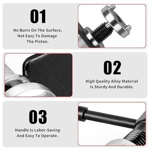 Car Brake Piston Wind Back Tool, 3pcs/Set Brake Caliper Piston Rewind Tool, Auto Rear Brake Pad Wind Back Tool, Brake Caliper Wind Back Tool for Replacement of Rear Brake Pad (Black)