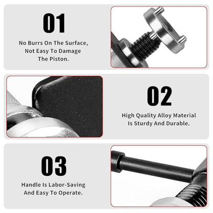 Car Brake Piston Wind Back Tool, 3pcs/Set Brake Caliper Piston Rewind Tool, Auto Rear Brake Pad Wind Back Tool, Brake Caliper Wind Back Tool for Replacement of Rear Brake Pad (Black)