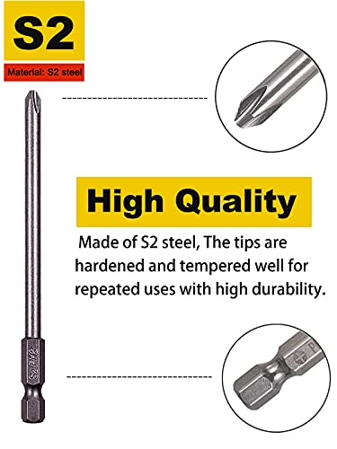 Rocaris 16 Pack 1/4 Inch Hex Shank Long Magnetic Screwdriver Bits Set 4 in Power Tools(Slotted+Cross+Hex+Plum blossom) - size: 16Pcs(Slotted+Cross+Hex+Plum Blossom)