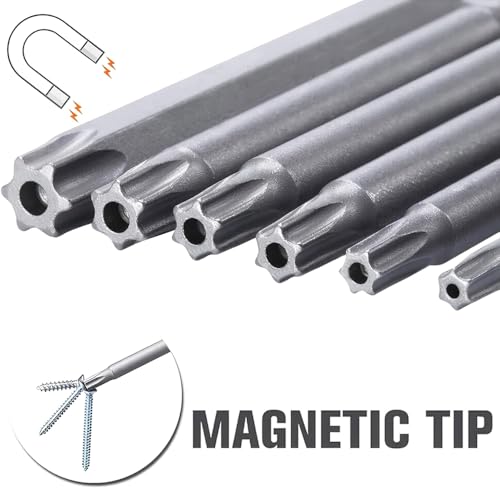 Wolfride 8Pcs Torx Head Screwdriver Bit Set 1/4 Inch Hex Shank Torx Head Drill Bits T8 T10 T15 T20 T25 T27 T30 T40 Magnetic Torx Bit set S2 150mm Length - style: Torx Head
