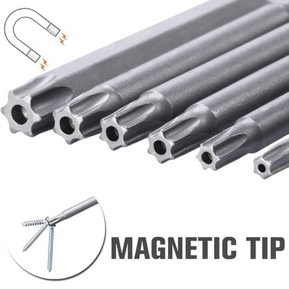 Wolfride 8Pcs Torx Head Screwdriver Bit Set 1/4 Inch Hex Shank Torx Head Drill Bits T8 T10 T15 T20 T25 T27 T30 T40 Magnetic Torx Bit set S2 150mm Length - style: Torx Head