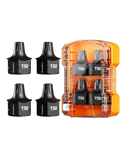 Crosstar 4Pcs T50 Impact Torx Bit Socket Set, Stubby S2 Steel,3/8” Drive Torx Socket Set, Upgrade Hex socket, Anti-Roll Design, Professional Tools for Automotive, Engine, Home Appliance Repair - size: 4Pcs(T50)