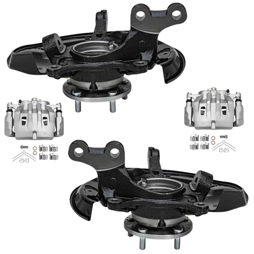 Detroit Axle - Front Wheel Bearing Hubs Brake Calipers for Lexus RX350 | Lexus RX450h Toyota Highlander, Steering Knuckles & Wheel Hub Bearings Disc Brake Calipers w/Brackets Replacement - size: 4BU50496/Kit