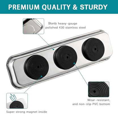 8 Pieces Magnetic Trays Set Stainless Steel Magnet Tool Tray Parts Holder for Screws, Sockets, Bolts, Pins, Mechanic's and Automotive - size: 8 Pieces Set (3.7" x 2.5" + 8.9" x 2.5")