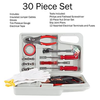 Stalwart 75-CAR1033 Emergency Roadside Assistance Tool and Auto Kit by – 30 Piece