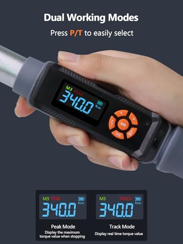 Goseek Upgraded Rechargeable Digital Torque Wrench, 12.5-250.7Ft-lbs/17-340Nm, 1/2'' Drive Electric Torque Wrench Set with Buzzer & LED & Vibration for Car Motor Tires Auto Repair