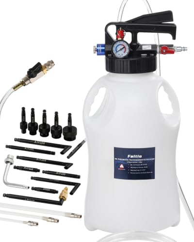 10L Transmission Fluid Pump, Pneumatic Fluid Transfer Pump w/ 15 ATF Adapters | & 3 Suction Hoses, 2-Way Fluid Extractor/Dispenser for Transmission, Differential, Transfer Case & Gearbox Filling - size: 10L, Pneumatic