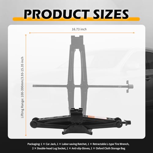 Heavy Duty Scissor Jacks for Car Set,Car Jack Kit Lifts 3.93-15.35 Inch,2 Ton 4409 lbs Tire Jack Kit for Cars with Tire Wrench & Ratchet Wrench for Emergency Flat Tires Change