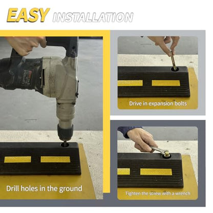 1 Pc 3" H Parking Stopper for Garage Parking Aid Heavy Duty Rubber Wheel Stops Durable High-Visibility Tire Blocks Parking Aid Gadgets Tire Stops for Cars Trucks RVs with Bolt Installation - size: 3"H 1pcs