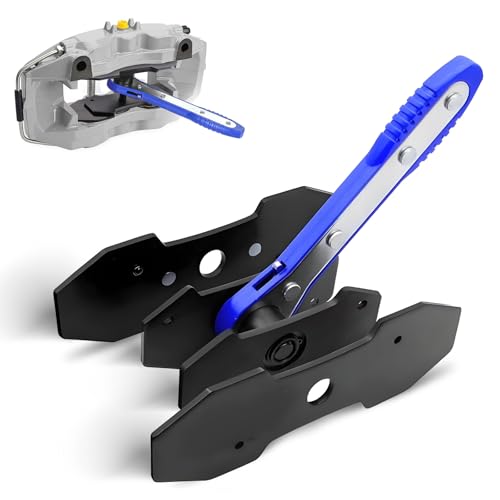 Brake Caliper Compression Tool, Caliper Piston Compressor Tool with 360° Rotating Ratchet, Brake Caliper Press Tool with 2 PCS Steel Plates for Car Disc Brake Repair, Blue - color: Blue