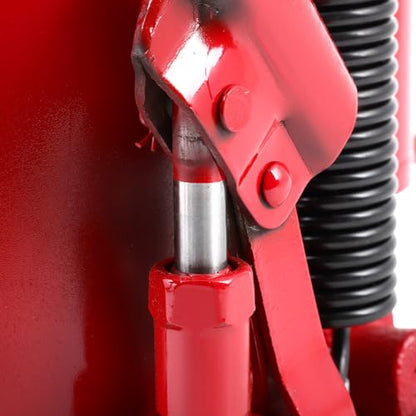 30 Ton (66,000 lb) Pneumatic Air Hydraulic Bottle Jack with Manual Hand Pump for Auto Truck Travel Trailer Repair Lift - Red
