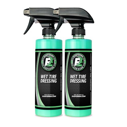 ExoForma Wet Tire Dressing Spray - Extremely High Shine Tire Dressing for That Wet Look - No Sling, Non-Greasy Silicone Formula with UV Protection - Easy to Apply, Minimal Cure Time - 16 fl oz, 2 Pack - size: 16 Fl Oz (Pack of 2)