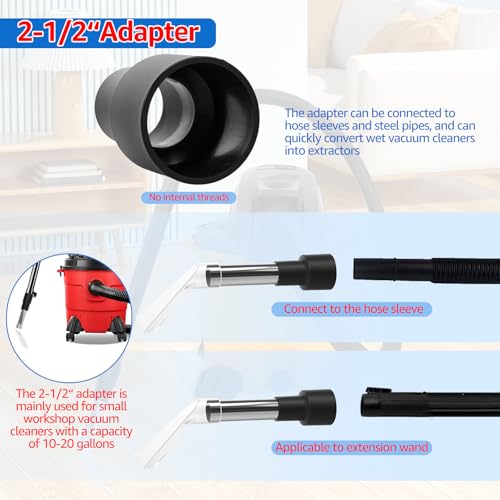 Universal Clear Wet Dry Vac Attachments, Compatible with Shop-VacBrand Extractor, Clear Squeegee Head for 1-1/4" 1-7/8" 2-1/2" Hoses, Carpet Cleaner and Car Detailing Kit with Steel Pipe and Adapters - style: 1set