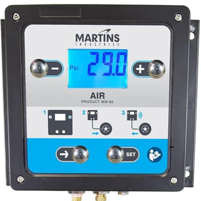 Martins Automatic Tire Inflator Deflator MW-60, 145 psi, Wall-Mounted Unit with 25’ Air Hose, Overpressure System (OPS), LCD Screen & Backlight - size: Auto Wall-Mounted 145 psi