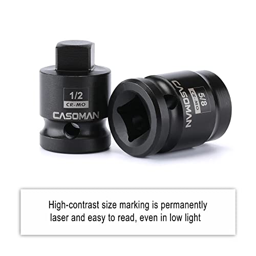 CASOMAN 8PCS 1/2-Inch Drive Pipe Plug Socket Set, Cr-Mo, SAE, Male/Female Set, 7/16", 1/2", 5/8", 9/16", Tapered Male Square Drive, Chamfered Female Square Drive - size: 1/2"Dr.