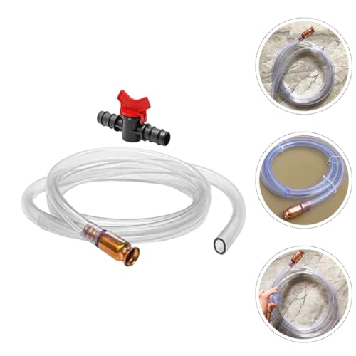 SOLUSTRE Gasoline Siphon Hose Kit with 3 Meter Transfer Hose and Copper Fittings, Automatic Oil and Water Pump for Car Fluid Extraction and Fuel Transfer