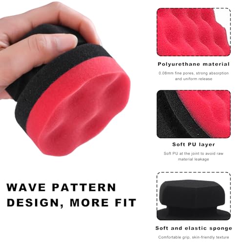 2PCS Large Tire Shine Applicator, Reusable Car Detailing Foam Hex Grip Dressing Pad, Durable Polishing Sponge Tool for Applying Tire Shine,Universal Cleaning Supplies for Wheel Care (Red) - color: Red, Large