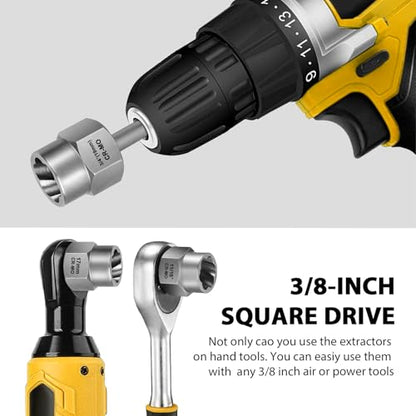 Topec Stripped Bolt Extractor Kit, 18-Piece Bolt Extractor Socket Set, 3/8" Drive Rounded Nut Remover Set for Broken, Rusted Fasteners - color: 18-piece