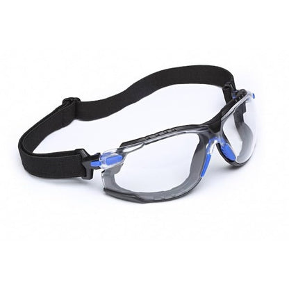 3M Safety Glasses, Solus 1000 Series, ANSI Z87, Scotchgard Anti-Fog, Clear Lens, Green/Black Frame, Removable Foam Gasket and Strap - size: Single, style: Clear Lens, Green/Black Frame With Gasket