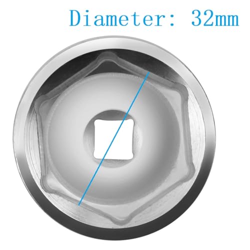 32mm Socket for GM,Volkswagen,Pontiac Chevrolet,Saturn, Pontiac, Saab, Steel Oil Filter Wrench, 3/8" Drive 6-Point Filters Cap Removal Tool