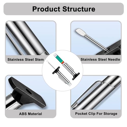 Tire Tread Depth Gauge Kit (4 Pack) - 1/32 Inch High-Accuracy Metal Pencil with Clip - Includes Valve Caps & Portable Bag for Car, Truck, SUV, Motorcycle, Bike