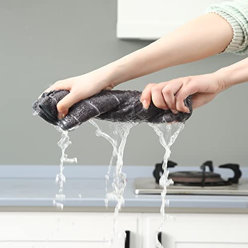 Puomue Microfiber Kitchen Towels and Dishcloths Set, 26 X 18 Inch and 12 X 12 Inch, Set of 12 Bulk Lint Free Dish Towels for Drying Dishes, Grey - color: Grey