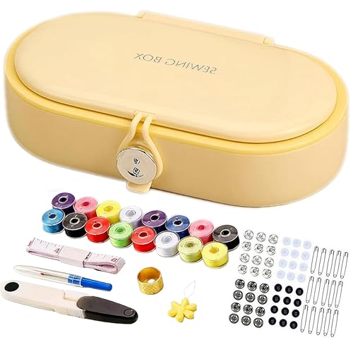 FKOG Yellow Sewing Project Kit, 135 Pcs Family Sewing Supplies Repair Kit Traveler Sewing Kit Sewing Thread Accessories DIY Sewing Supplies Organizer (Yellow) - style: Yellow