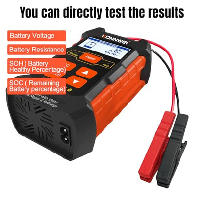 KONNWEI KW520 12V/24V Car Battery Tester, 100–2000 CCA Battery Load Analyzer, Automotive Battery Tester with Cranking, Charging, Alternator & Starter System Test, for Cars, Trucks, SUVs, Motorcycles