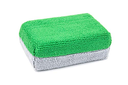 Autofiber Thick [Saver Applicator Terry] Ceramic Coating Applicator Sponge | 12 Pack | with Plastic Barrier to Reduce Product Waste. (Green/Gray) - color: Green/Gray