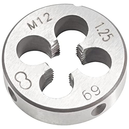 M12 x 1.25 Metric Tap and Die Set, M12 X 1.25mm HSS Machine Thread Tap and M12 X 1.25mm Alloy Tool Steel Round Thread Die Right Hand - size: M12x1.25mm