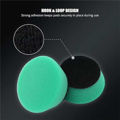 SPTA Green T120 Heavy-Cut Mini Polishing Foam Pad, 5Pcs 2inch/50mm Sponge Polishing Buffing Pads, Car Foam Detail Polishing Pad Kit for Car Detail Polishing, Small Area Polishing -FPTSS2G - color: 5Pcs Green T120 Heavy-Cut Pad, size: 2 Inch (50mm)