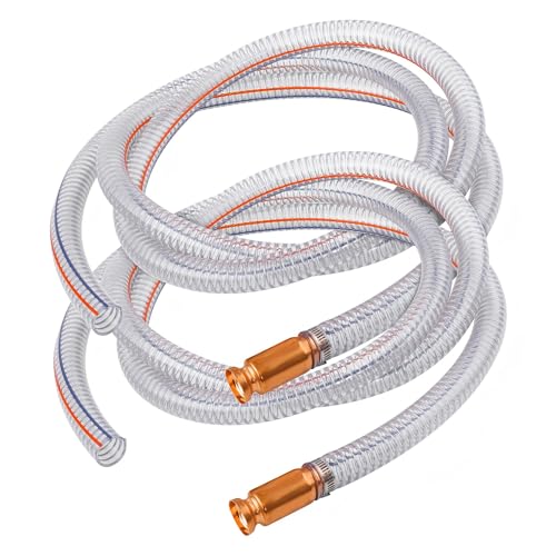 2PCS 8.2FT 1" Heavy Duty Gas Siphon Hose, Self-Priming Fuel Transfer Pump | Jiggler Siphon with Brass Valve & Metal Clamp, Transfer Hose for Gasoline, Fish Tank Water Changes, Boats, ATVs & Tractors - size: 1"ID x 2Pcs
