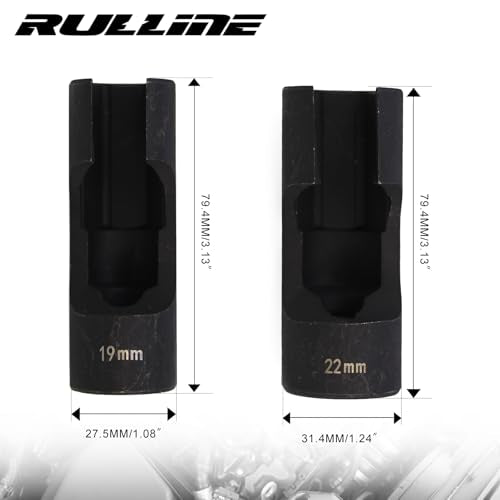 RULLINE 2Pcs Upgraded Steel Flare Nut Socket Set 19mm+22mm for Automotive and Mechanical Applications 1/2" square drive - size: 19mm+22mm