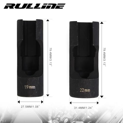 RULLINE 2Pcs Upgraded Steel Flare Nut Socket Set 19mm+22mm for Automotive and Mechanical Applications 1/2" square drive - size: 19mm+22mm