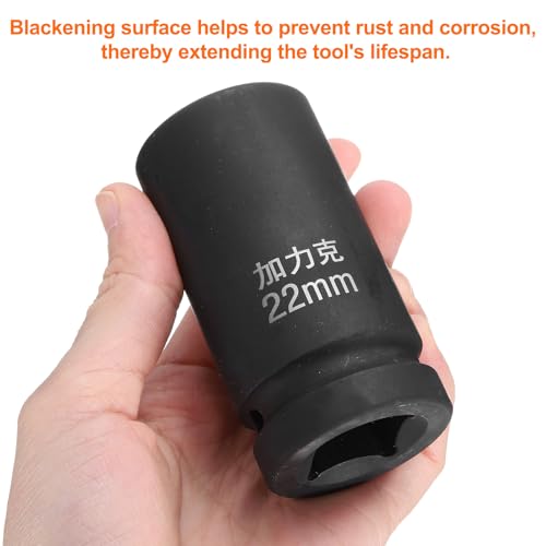 HARFINGTON 2pcs 4 Point Square Socket 3/4" Drive by 22mm Metric Square Impact Socket 40CR Blackening Standard Wheel Sockets Pneumatic Socket for Auto Repair Mechanical Maintenance Home Use - size: 22mm
