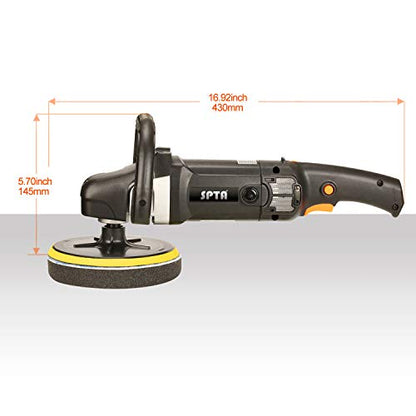 Buffer Polisher, SPTA 7 Inch 180mm Rotary Polisher Car Polisher Electric Polisher RO Polisher & Polishing Pads Set for Auto Buffing and Polishing