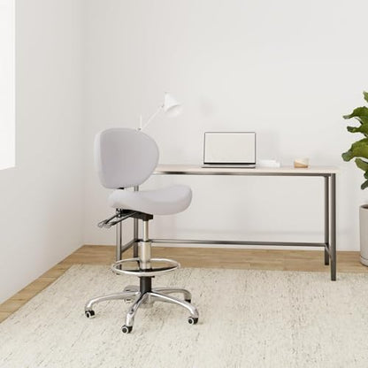 Kaleurrier Drafting Stool Adjustable Height,Drafting Chairs with Backs | Ergonomic,Heavy Duty,Tall Office Chairs for Art Studio Standing Desk Kitchen Garage Shop Massage Lab Dental Hair Salo - color: White