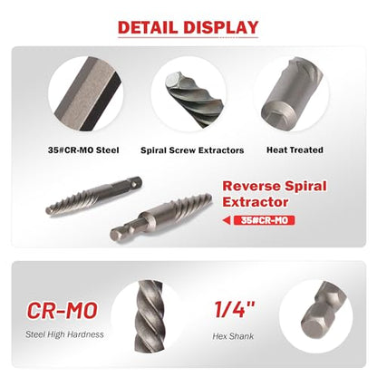 14PCS Spiral Screw Extractor Set with Tungsten Carbide Tip Scriber Pen, Left Hand Drill Bits Set 6542/4341 HSS Steel Cobalt with 1/4'' Adapter, Removing Stripped Screws Bolts - size: Upgarded Kit-14PCS with Tungsten Pen