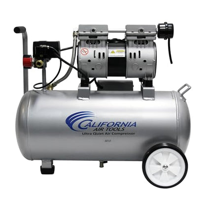 California Air Tools 8010 1.0 HP Ultra Quiet and Oil-Free Air Compressor, 8 Gallon Steel Tank, Lightweight with Wheels, 60 dBA Noise Level | 1.0 HP, 8 Gallon Steel Tank, Lightweight with Wheels, 60 dBA Noise Level - style: 8 Gallon Steel, Wheels
