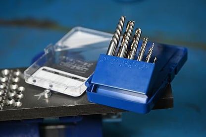 Century Drill & Tool 88710 Spiral Flute Screw Extractor & Left-Hand Drill Set, 10 Piece, M35 Cobalt Steel, Includes #1 - #5 Extractors & Left Hand Drills - size: 10-piece Spiral Flute