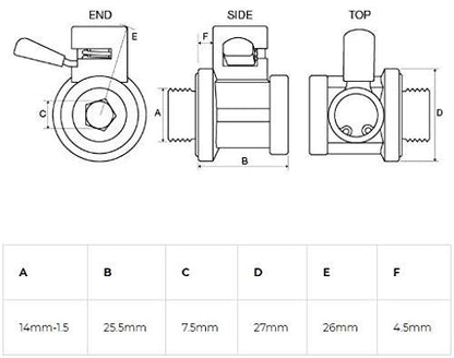 EZ-106(14mm-1.5) EZ Oil Drain Valve with removable L-Shape Hose End Combo