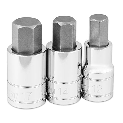 Titan 16163 1/2" Drive Metric Jumbo Hex Bit Socket Set (3 Piece) - size: 1/2-Inch Dr. Metric 3-Piece