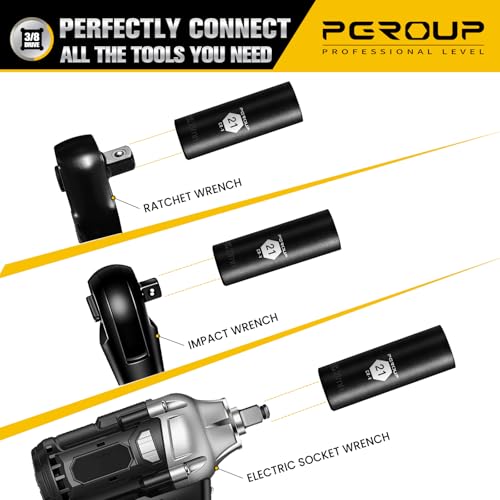 3/8” Drive Deep Impact Socket, Metric(21mm socket), 6-Point, Cr-V Steel With Black Manganese Phosphate Coating - size: 21 mm