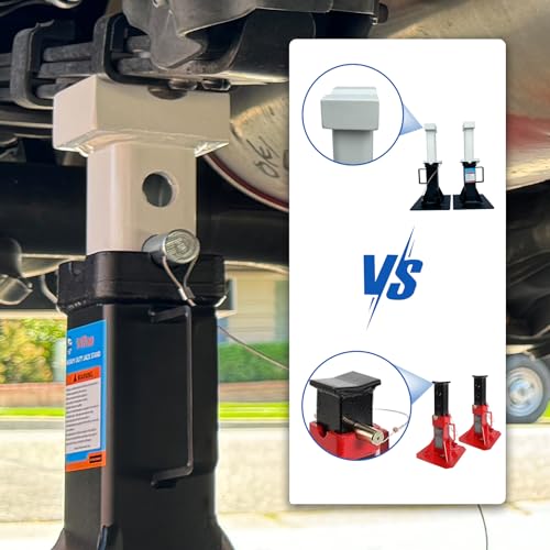 HKTE 14 Ton Jack Stands 28000 lbs Heavy Duty Car Jack Stands Adjustable 12''–17.7'' Vehicle Jack Stands Wide Base Dual Lock Steel Automotive Jack Stands for Trucks SUVs Garage,2 Pack - color: JACK STANDS 28000LB